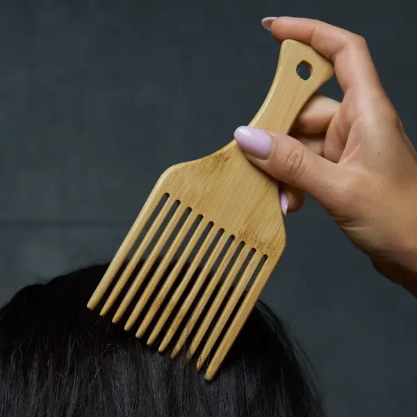 Wooden hair pick comb